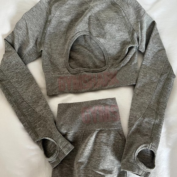 Gymshark Flex Long Sleeve Crop top Khaki - Picture 5 of 7